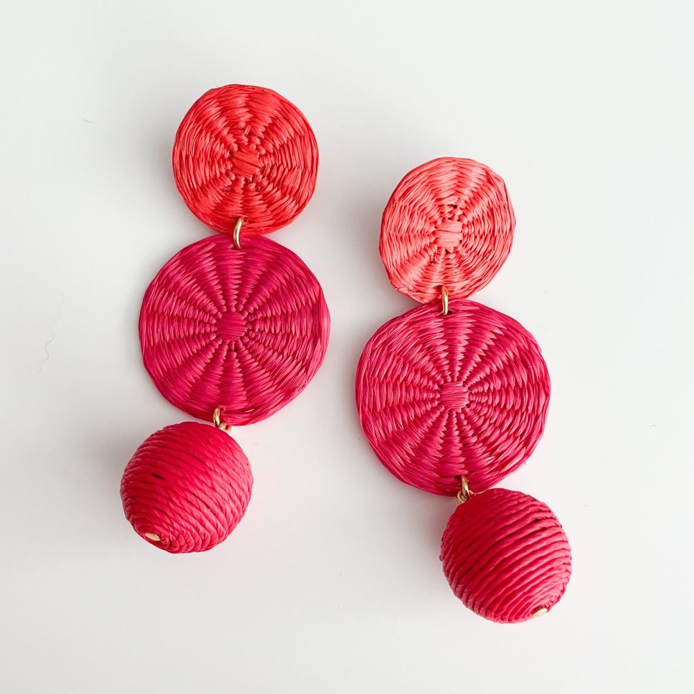 J. Crew Triple-Drop Raffia Earrings (Brilliant Papaya)